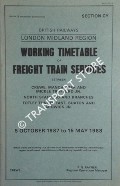 Working Timetable of Freight Trains - Section CY - Crewe, Manchester & Mickle Trafford; North Stafford & banches; Totley Tunnel East, Buxton & Ardwick Jn. - 5 October 1987 to 15 May 1988 by British Railways London Midland Region